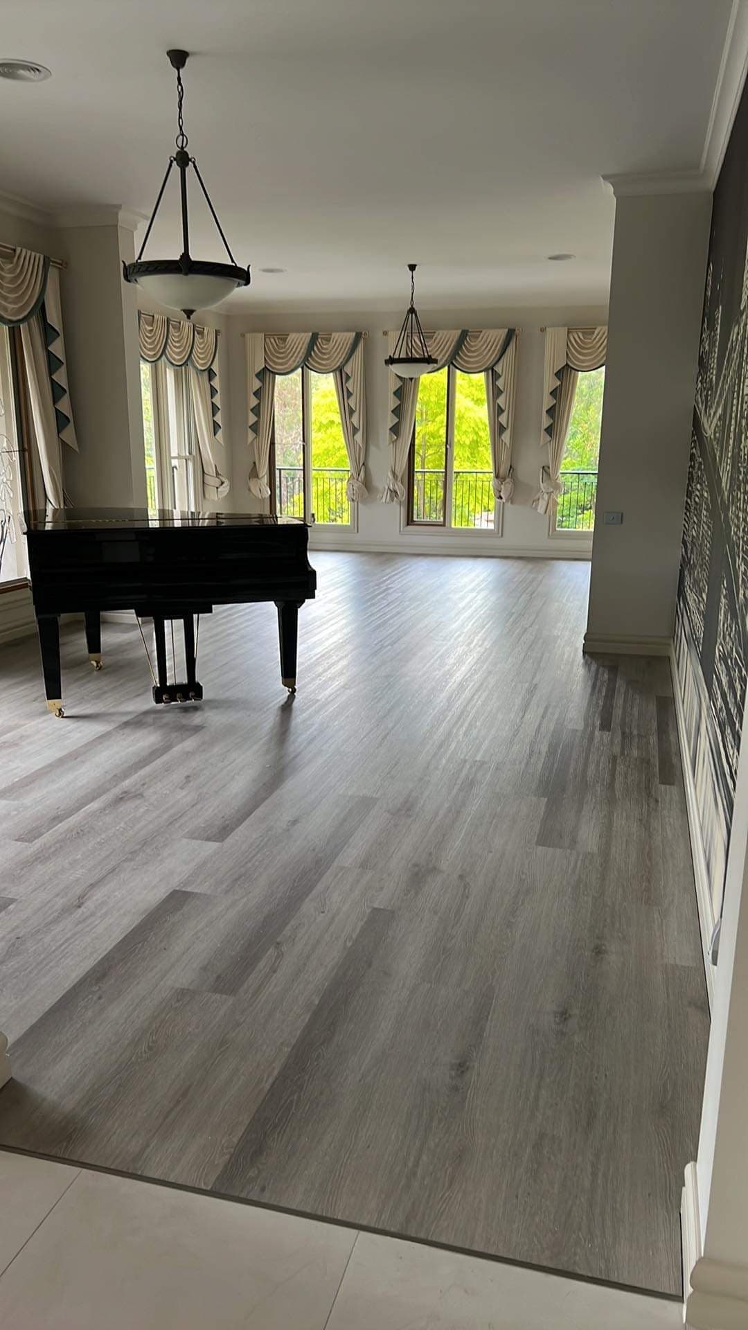 Natural oak hybrid flooring bedroom installation