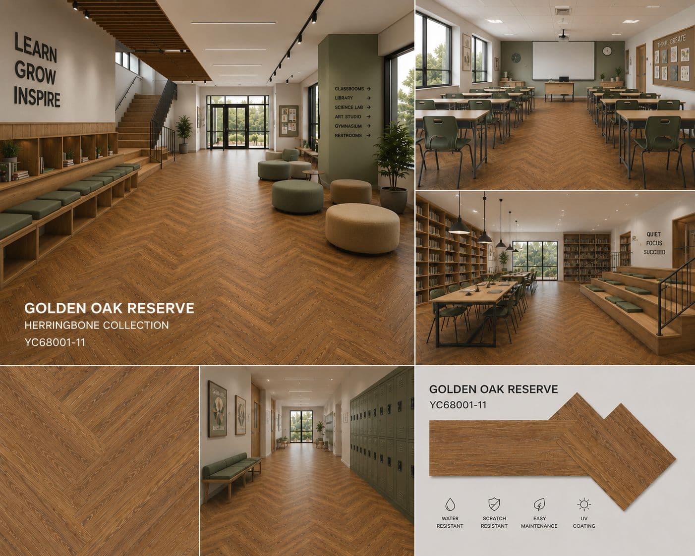 Golden Oak Reserve Herringbone hybrid flooring