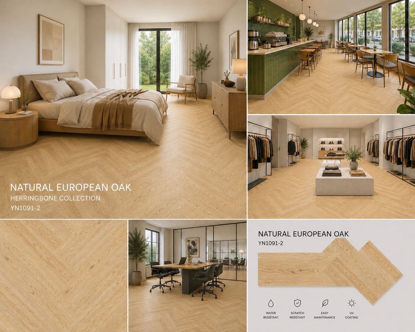 Natural European Oak Herringbone hybrid flooring