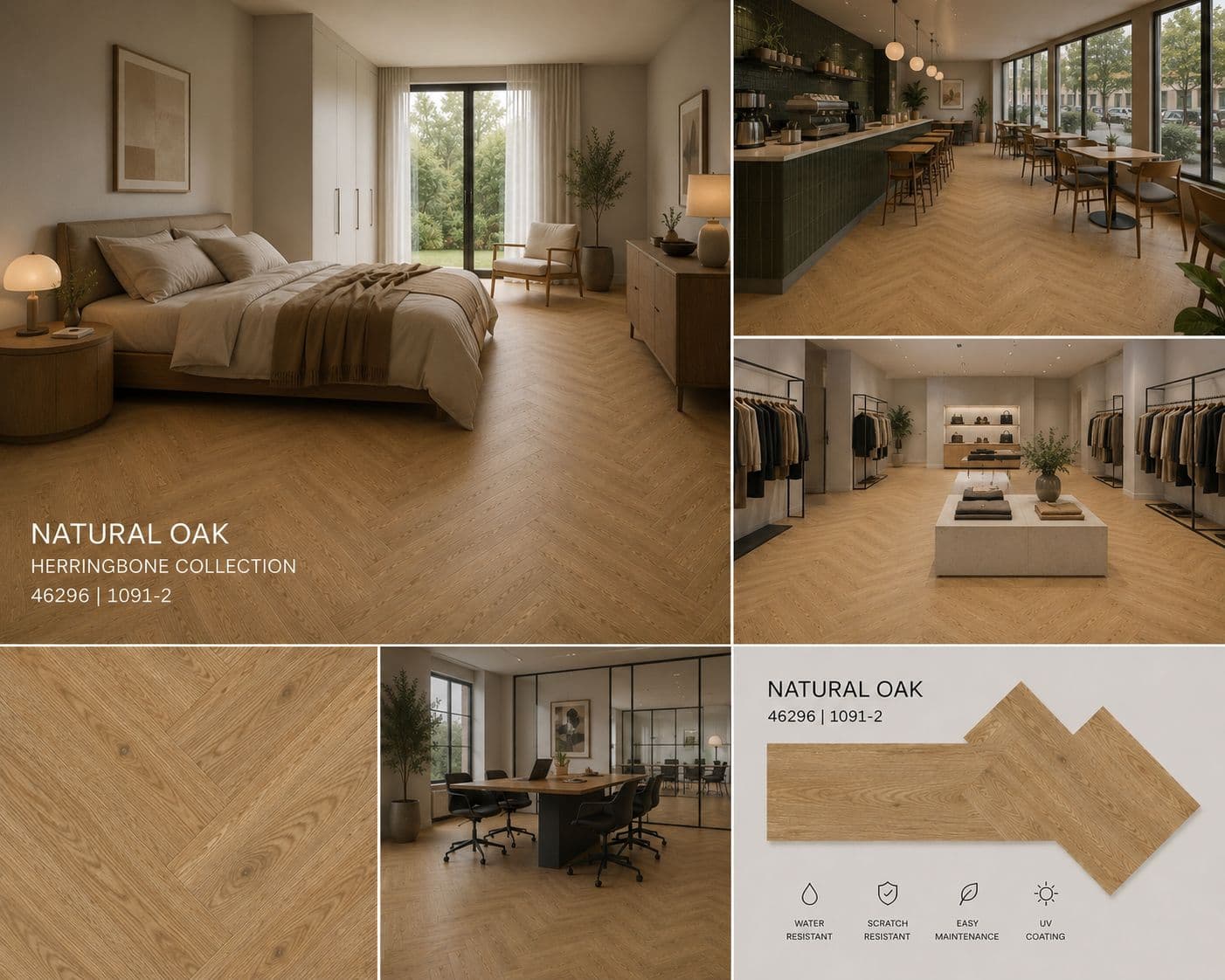 Natural Oak Herringbone hybrid flooring